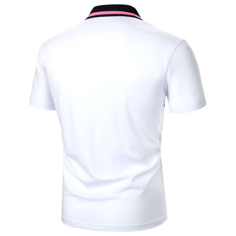 Summer V-neck Muscular Sport Polo Shirts With Solid-color - Image 4