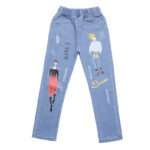 Girl Fashion Cartoon Print Jeans