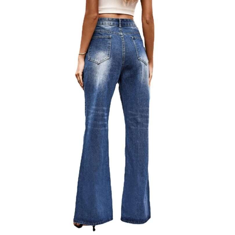 All-match Mid-waist Washed Skinny Denim Trousers - Image 2