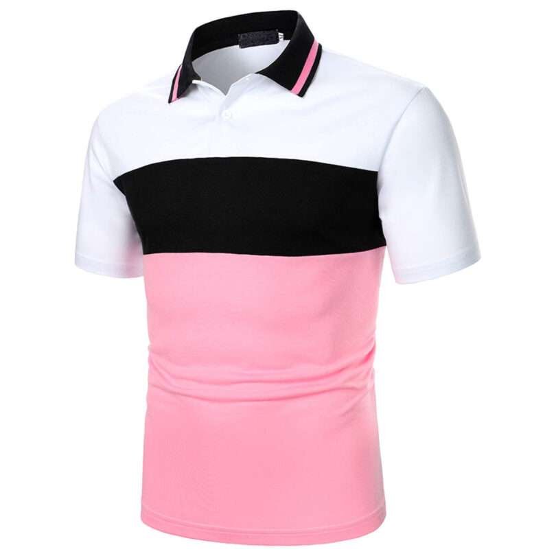 Summer V-neck Muscular Sport Polo Shirts With Solid-color - Image 5