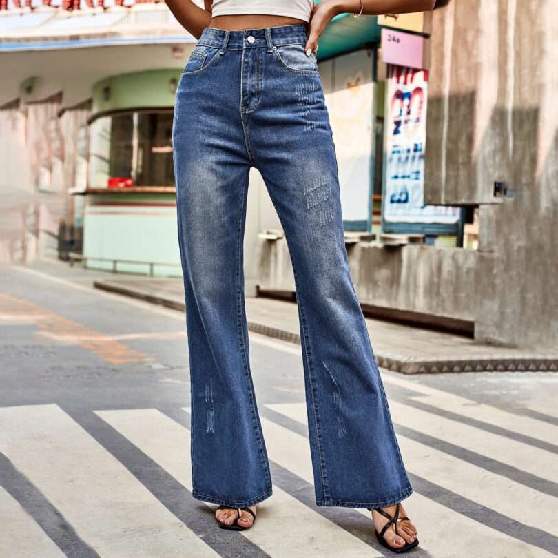 All-match Mid-waist Washed Skinny Denim Trousers - Image 4