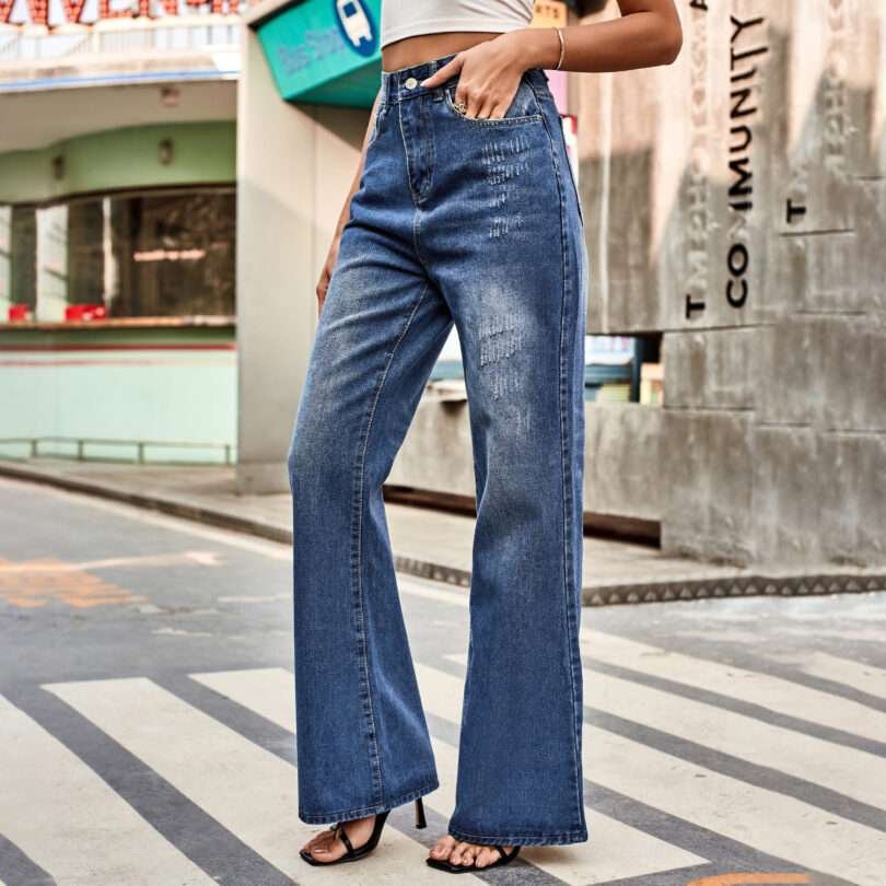 All-match Mid-waist Washed Skinny Denim Trousers - Image 8