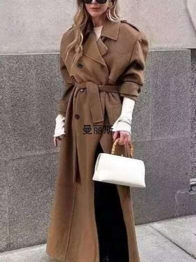 French Casual Mid-length With Belt Woolen Coat