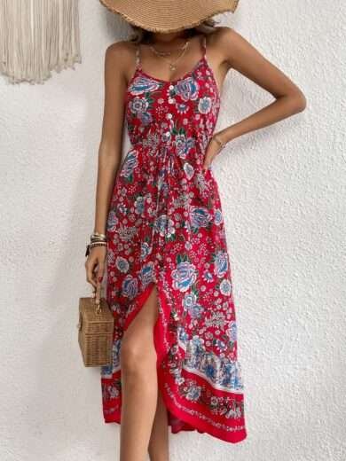 Printed Dress Sling Dress Women