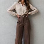Classy Beige & Coffee Brown Formal Set for Women