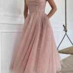 Blush Pink Sparkle Tulle Midi Dress