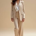 Elegant Beige Women's Formal Suit Set